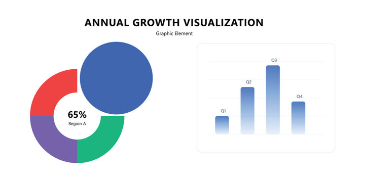 Data visualization elements with pie chart and bar graph templates for financial analysis.