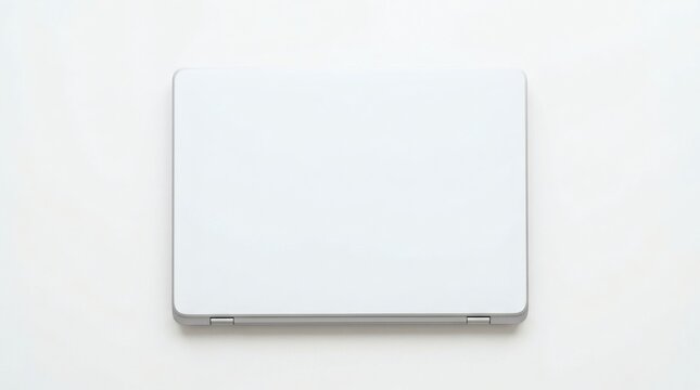 Blank White Laptop Skin Mockup Applied Plain Lid Top Down View