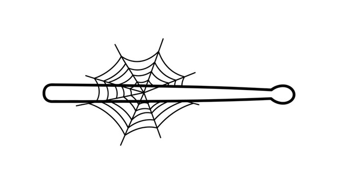 Baseball bat caught in a spider web icon.