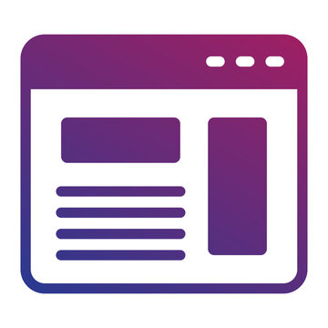 Clean website layout wireframe user interface template Gradient Icon.
