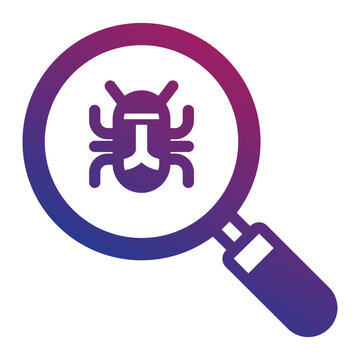 Magnifying glass Gradient Icon inspecting a software virus bug error.