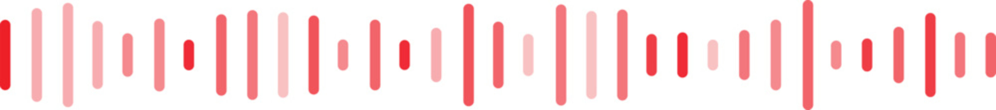 Red and pink sound wave vector graphic audio signal waveform illustration