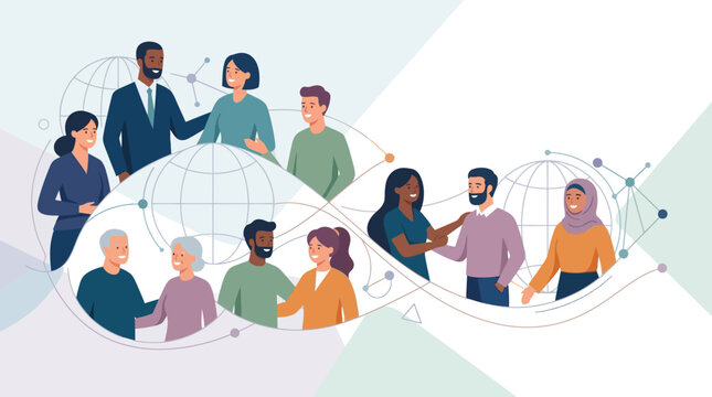 Global Network Connection and Endless Diverse Community Concept
