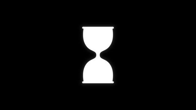 Glowing White Hourglass Symbol Spinning in a Seamless 4K Loop