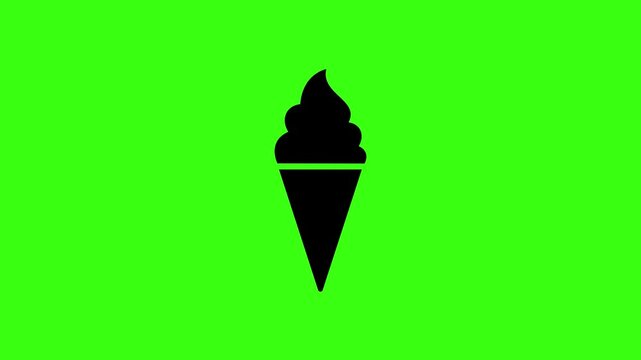 Ice Cream Cone Vector Icon Animation On Green Screen