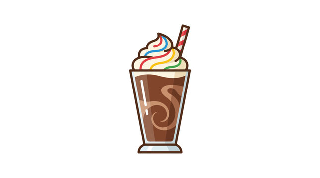 Chocolate Milkshake with Whipped Cream and Striped Straw