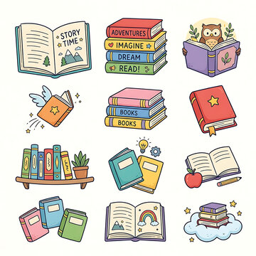 design Book cartoon clip Isolated on White Background, png ONLY