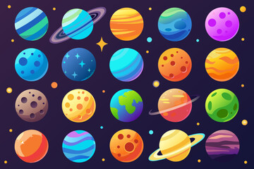 Colorful Planet Collection A Vector Illustration With Varied Surface Textures © John Lee