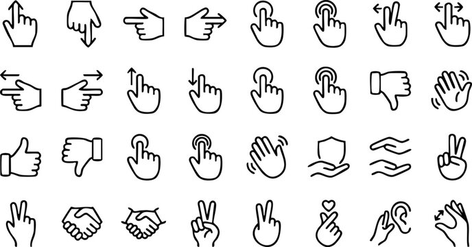 Comprehensive set of touch gestures and hand signs for mobile devices and user interface navigation