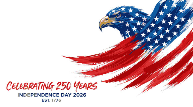 American Eagle with Flag Design Celebrating Independence Day 2024.