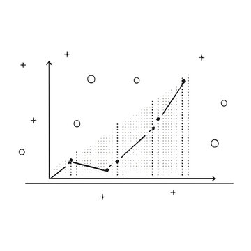 Minimalist scatter plot diagram with trend line