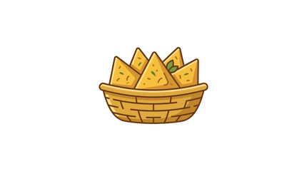 Obraz premium Crispy Samosas in Wicker Basket - Indian Snacks