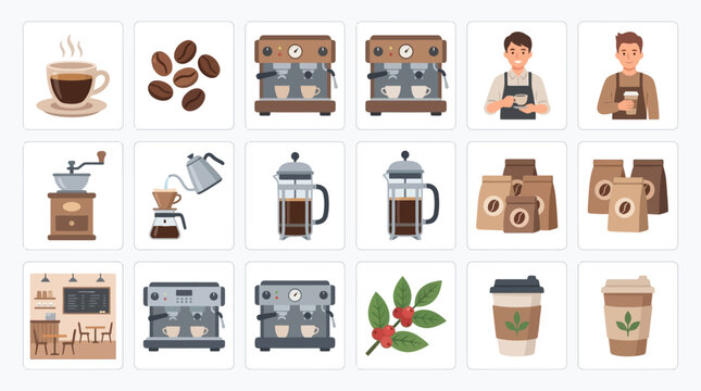 Coffee preparation tools and baristas in a caf?