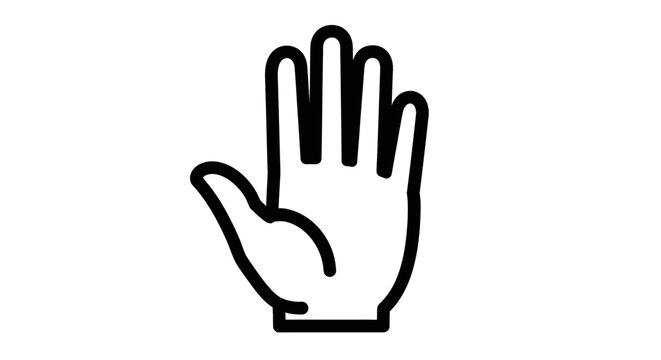 Bold black outline icon of an open palm hand.