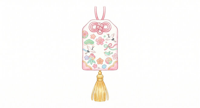 安産祈願のお守り 水彩イラスト素材