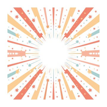 Circular fireworks and train pattern illustration
