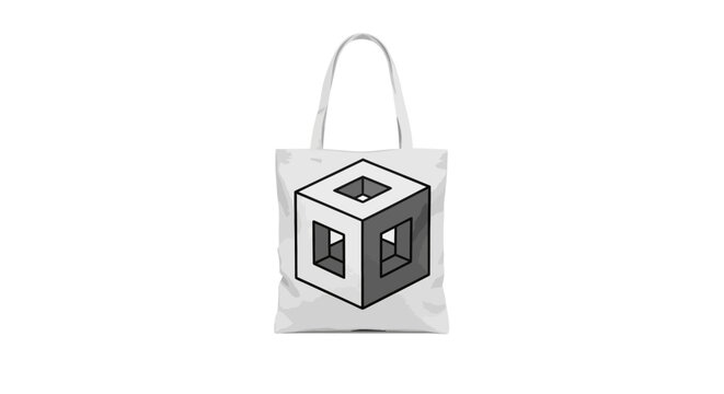 Tote Bag with Impossible Cube Optical Illusion Graphic