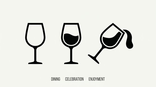 Wine glass icons illustrate dining, celebration, and enjoyment, symbolizing social connection, cultural rituals, and the evolving stages of shared experience.