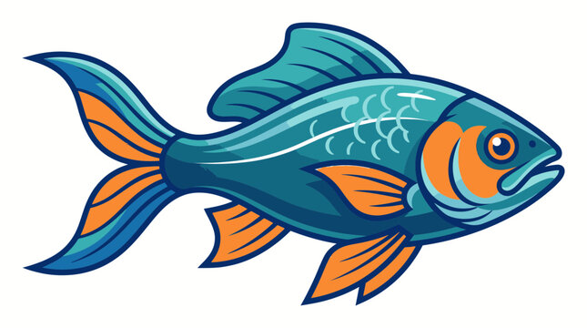 Colorful Fish Illustration with Detailed Fins and Scales for Aquatic Theme Design.