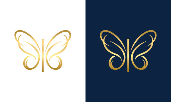 Elegant gold butterfly outlin...