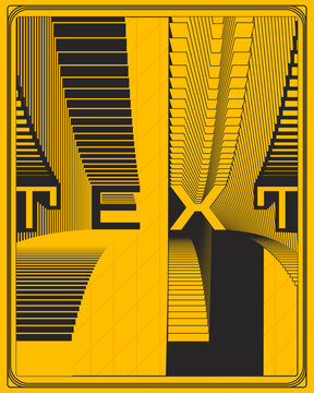 Optical Illusion Geometric Poster Yellow Black Symmetry Steps Perspective Design
