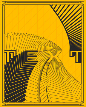 Bold Abstract Art Deco Geometry Poster Yellow Black Decorative Modern Art
