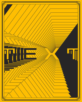 Yellow Black Geometric Optical Illusion Symmetrical Steps Perspective Wall Art Poster
