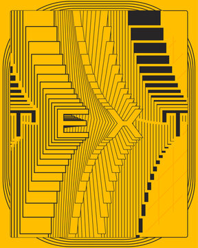Abstract Geometric Optical Illusion Yellow Black Steps Symmetry Perspective Poster Art
