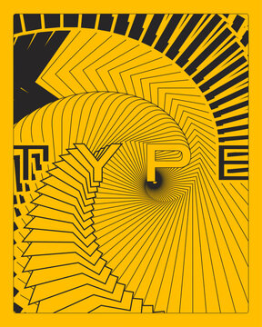 Abstract Decorative Geometry Poster Art Deco Yellow Black Modern Design
