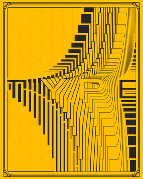 High Contrast Yellow Black Geometric Optical Illusion Symmetrical Perspective Steps Poster
