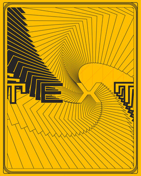 Abstract Art Deco Style Poster Yellow Black Decorative Geometry
