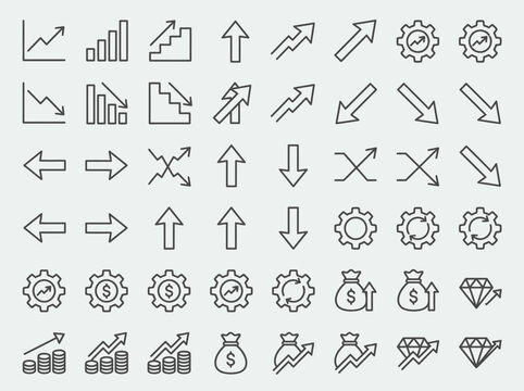 Business Growth and Financial Success Line Icon Set