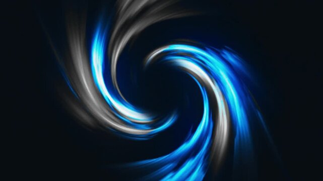 Abstract blue and white swirl background, dynamic motion effect, glowing energy vortex, futuristic digital art design, smooth curved lines, dark backdrop