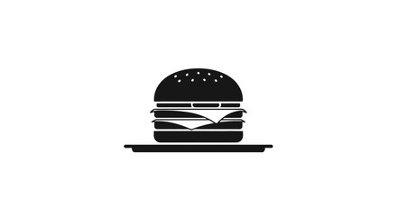 Fototapeta premium Hamburger served on a simple plate represents fast food dining and casual meal concepts for restaurant marketing materials with ample copy space for text.