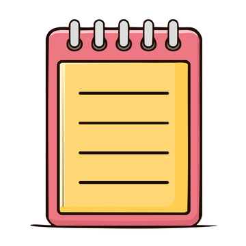 Flat design pink notebook with yellow lines