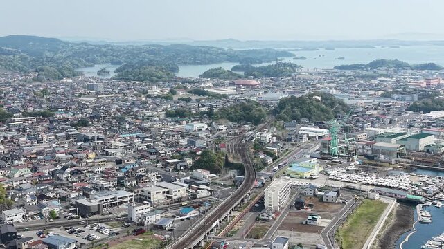 SHIOGAMA, JAPAN.Coastal cityscape view April 28 2026