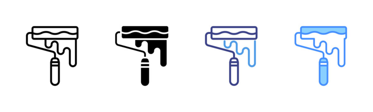 Paint Roller Icon Set Multiple Style Collection
