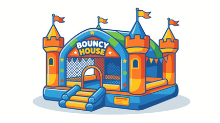 Obraz premium Colorful Inflatable Bouncy Castle for Kids Play Area.