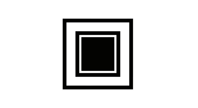 Geometric square outline with smaller solid square inside.
