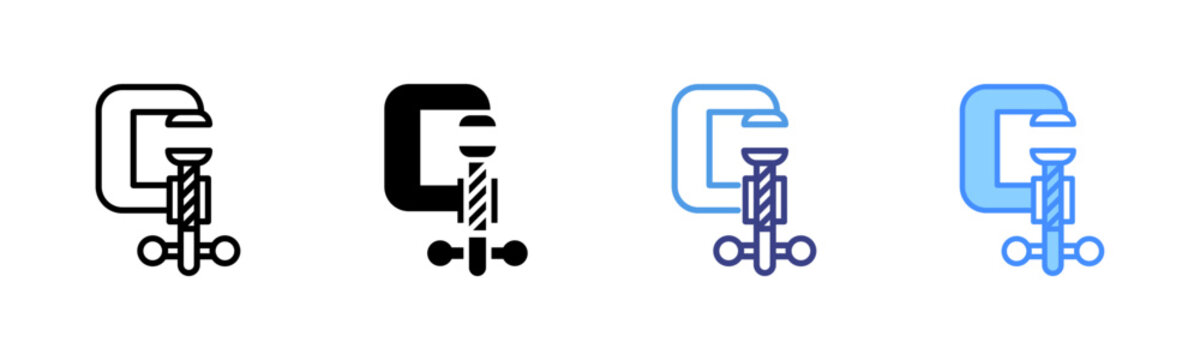 C Clamp Icon Set Multiple Style Collection
