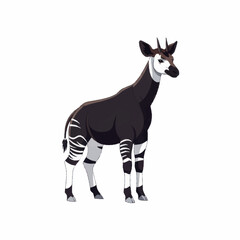 Okapi Standing Isolated on White Background Vector Illustration. © Dong