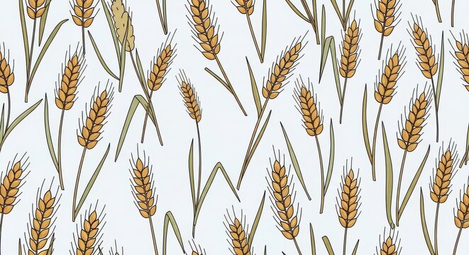 Golden wheat field with ripe wheat ears in a rural farm landscape under blue sky