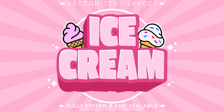 Icecream editable text effect, editable dessert and sweet text style