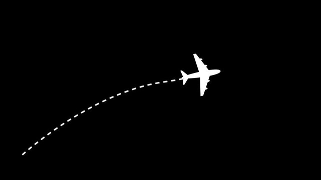 travel flying route destination, Travel on airplane map simple animation background.Airplane line path animation. Movement of air plane flight and route with points. Travel, trip dashed line trace.