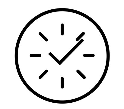 Checkmark icon within a clock dial representing timely task completion with checkmark deadline punctual