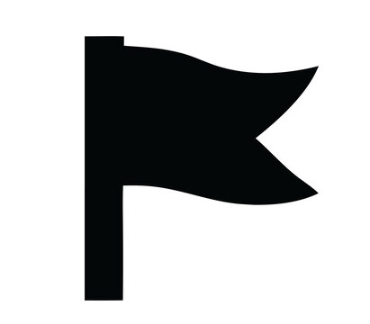 Minimalist black flag icon symbol with silhouette navigation achievement milestone location waypoint