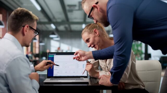 Procurement Manager Leads Diverse Team Discussing E-procurement Software