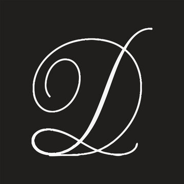 Elegant white letter d on black background
