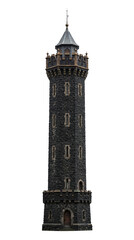 Fototapeta premium Ancient Gothic Dark Stone Tower Isolated on Transparent Background