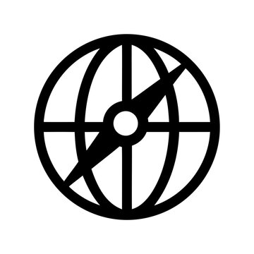 Minimalist compass and globe vector icon - Clean and simple vector design showing a compass needle on a globe, ideal for navigation or world-themed projects.